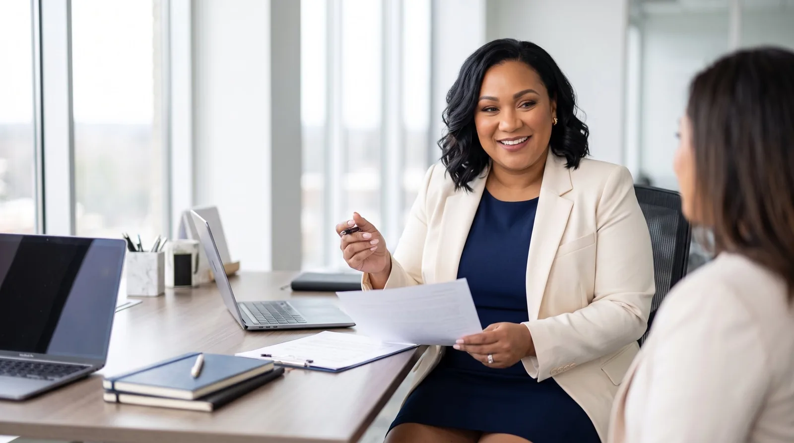 Shanen in a one-on-one strategy session with a client