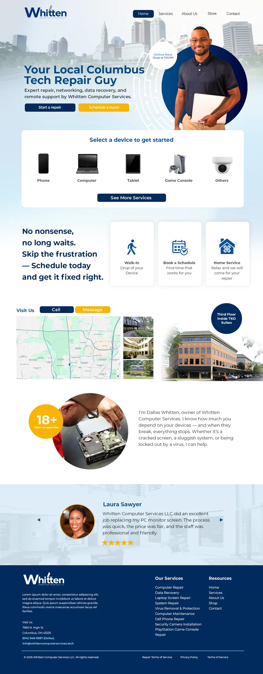 Whitten Computer Services home page designed by Ready to Grow